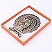 Nerien Vintage Hand Mirror, Vanity Makeup Mirror, Travel Foldable Peacock Antique Handheld Mirror, Portable Adjustable Embossed Handle Mirror, Decorative Oval Metal Beauty Cosmetic Mirror, Copper-3