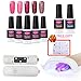 CLAVUZ Gel Nail Polish Set Soak Off Neon Nail Lacquer 5pcs 9W Nail Lamp with Top Base Coat Nail Art Manicure Pedicure 10pcs Remover Wipes Gift Kit