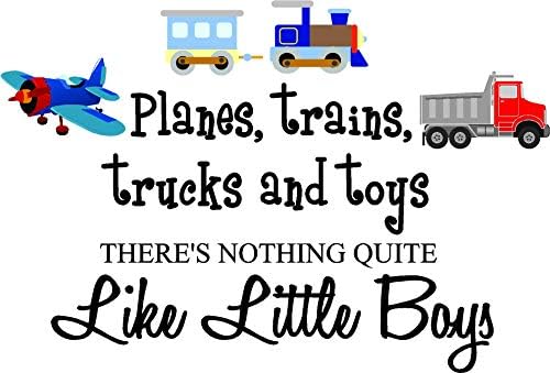 Planes, Trains, Trucks and Toys There's Nothing Quite Like Little Boys (Printed Plane, Train, Truck Set) Cute Inspirational Home Vinyl Wall Decals Sayings Art Lettering