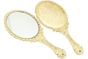 JOONOR Jiuniu Handheld Mirror with Handle Vintage Compact for Personal Makeup Vanity Hand Held Mirror Tone Victorian Vanity Mirror