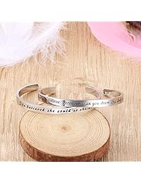Ustar Jewelry - Pulsera con abalorios de acero inoxidable con grabado de estímulo, regalo para mujeres y adolescentes