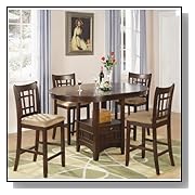 Counter Height Dining Sets 5pc Counter Height Dining Table and Stools Set in Dark Cherry Finish