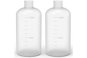 stonylab Narrow Mouth Reagent Bottle, HDPE Screw Cap, 2 Pack, 1000 ml Capacity, Laboratory Supply, Durable and Chemical Resis