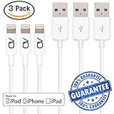 [Apple MFi Certified] cable Cord Lightning Charging Connector by OnyxVolt- Cable-Fast Syncing Speeds to iPhone 6/7 iPad(Compatible with iOS10) (3 Pack)