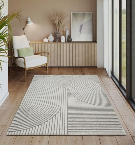 the carpet Everest - Moderner Kurzflor Teppich Hoch-Tief-Struktur, 3D-Effekt, weiche Oberfläche und hohe Flordichte, ideal für Wohnzimmer & Schlafzimm