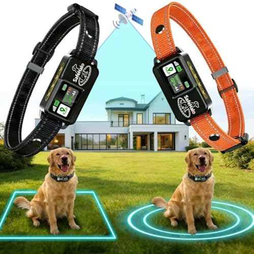 GPS Wireless Dog Fence System – Invisible Electric Anti Escape Collar, No Subscription, Circular 65-9,840 ft & Irregular Fence. Waterproof, 3 Modes, Stops Digging & Jumping, for Medium & Large Dogs
