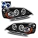 SPPC Projector Headlights Black Assembly Set Halo For Honda Civic - (Pair) Driver Left and Passenger Right Side Replacement Headlamp