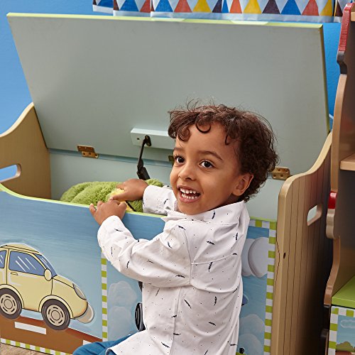Fantasy Fields - Transportation Hand Crafted Kids Wooden Toy Chest with Safety Hinges