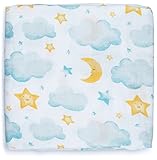 Silky Soft Muslin Swaddle Blanket (Moon & Stars Design 47x47) for Newborn, Unisex, Large Bamboo/Cotton - Receiving Blanket, Swaddling Wrap, Sleepsack, Carseat Cover by adaline - Ideal Baby Shower Gift