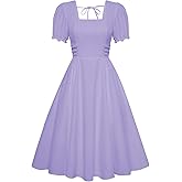 Belle Poque Vintage Dress for Women 2026 Summer 1950s Midi Cottagecore Dresses Square Neck Wedding Guest Cocktail Dress
