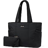 LOVEVOOK Laptop Bag for Women, Lightweight Puffy Work Tote Bag with Clutch Purse, 15.6 Inch Computer Briefcase Bag