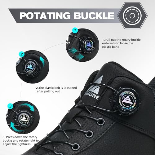 Safety Boots for Men Women Waterproof Work Boots Lightweight Safety Shoes Non-Slip Safety Footwear with Steel Toe Slippers Work Swivel Buckle