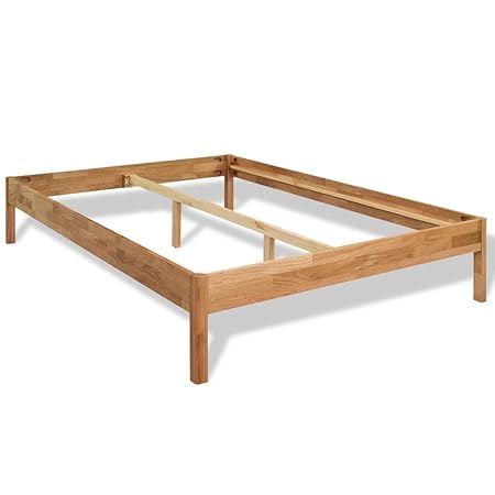 vidaXL Bettgestell Doppelbett Plattformbett Eiche Massiv 180 x 200 cm Natur