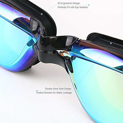 image for Rioa Swim Goggles, Swimming Goggles Anti Fog No Leaking UV Protection,