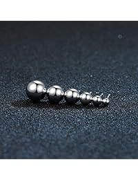 White Gold Sterling Silver Ball Stud Earrings 3mm-10mm Options, Simple Polished Ball Studs Hypoallergenic Jewelry