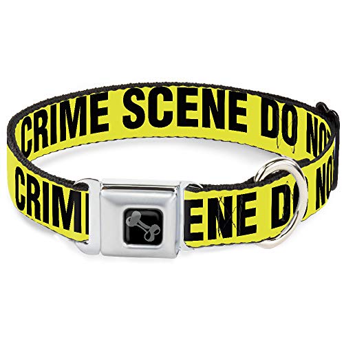 Dog Collar Seatbelt Buckle Crime Scene Do Not Cross Yellow Black 13 to 18 Inche…