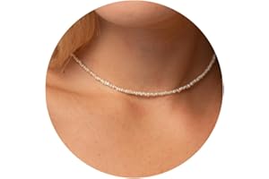 BRAYEG Pearl Necklace for Women Trendy,14k Gold Plated Necklace Dainty Wedding Necklace Small Cute Choker Necklaces Beaded Lariat Drop Vintage Waterproof Jewelry for Womens mom Gold Jewelry Fashion Gifts