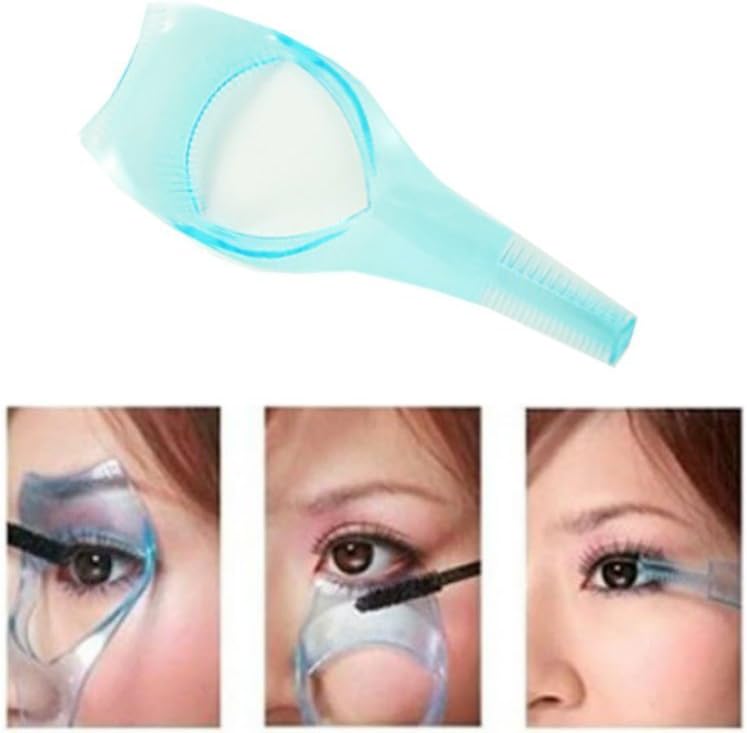 Omeny 3 in 1 Makeup Eyelash Mascara Guide Comb Cosmetic Tool (Blue)