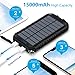 A ADDTOP Solar Charger 15000mAh Portable Phone Charger with Dual USB 2.4A Waterproof Solar Power Bank with Flashlight for Smart Phones, Tablets and More