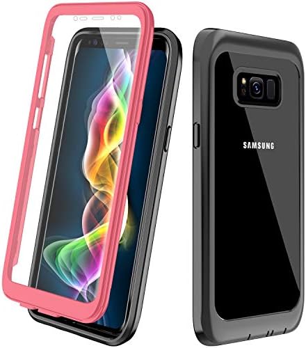 Samsung Galaxy S8 Case,ALOFOX Full Body Bumper Case Built-in Screen Protector Slim Clear Shock-Absorbing Dustproof Lightweight Cover Case Samsung Galaxy S8 (5.8 Inch) (Black+Rose Red)