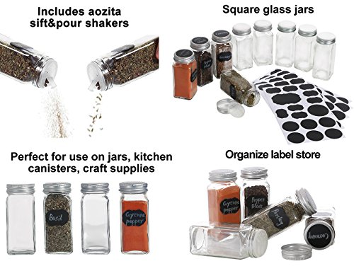 AmHoo Acrylic Spice Rack with 25 Clear Glass Jar Bottles and 80 Chalkboard Labels - 5 Tiers Kitchen Spice Rack Organizer