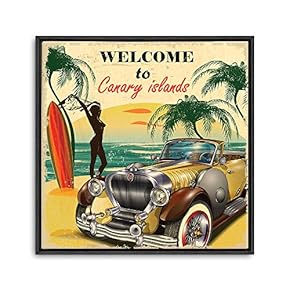 Framed Canvas Wall Art for Living Room, Bedroom Vintage Garage Canvas Prints for Home Decoration Ready to Hanging - 16x16 inches