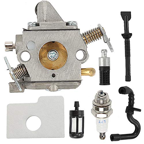Allong Carburetor Carb & Air Filter & Spark Plug & Fuel Line Oil Line Hose Tube & Fuel Filter Fits Sthil MS170 MS180 017 018 Chainsaw Saw - Thumbnail 3