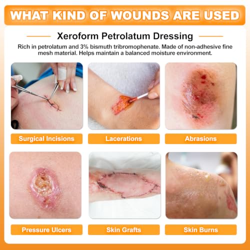 Carbou Medical Xeroform Petrolatum Dressing 5"x9", 25 Individual Pack, Non-Adherent Gauze Pads, Soft Fine Mesh Gauze Patch for Wound Care, Burns, Lacerations, Skin Grafts & Surgical Incisions