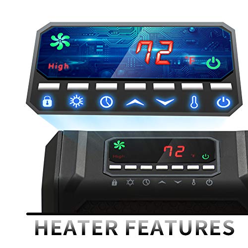 LIFE SMART 6 Quartz Elements Infrared Space Heater with LED Digital Display Screen, Fast Heating with Remote Control and Timer, Thermostat control system with Tip-Over and Overheat Protection for Home