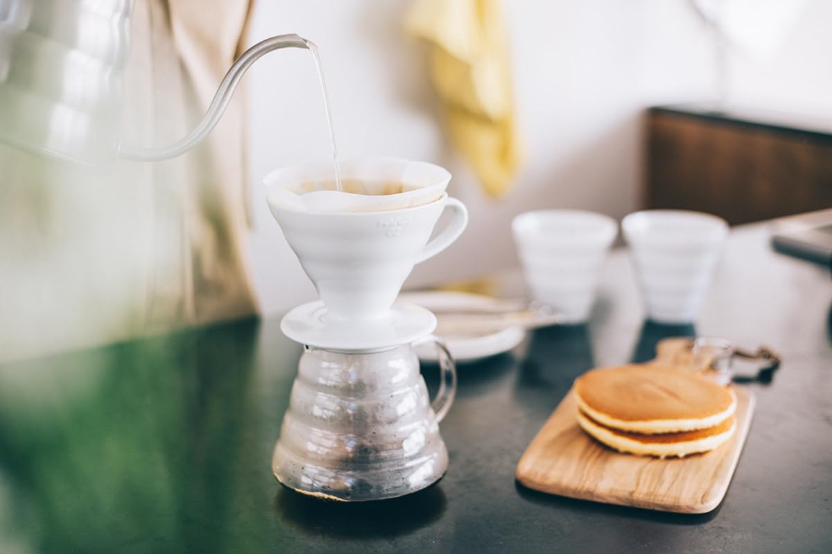 Condition photo showing New/Like New for hario v60 coffee pour over kit bundle set - comes with ceramic dripper, range server glass pot, meas