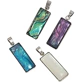 Zotoone 10pcs Natural Shell Rectangle Pendant Silver Edging Design For Jewelry Making DIY Necklace Earrings Bracelet Accessory