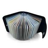 Credit Card Holder Wallet Cow Leather for men women - 26 Card Slots (Black)