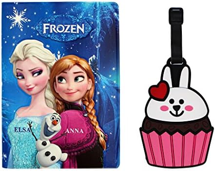Passport Cover - Holder - for Men & Women - w/ Luggage Tag (Frozen- 2)