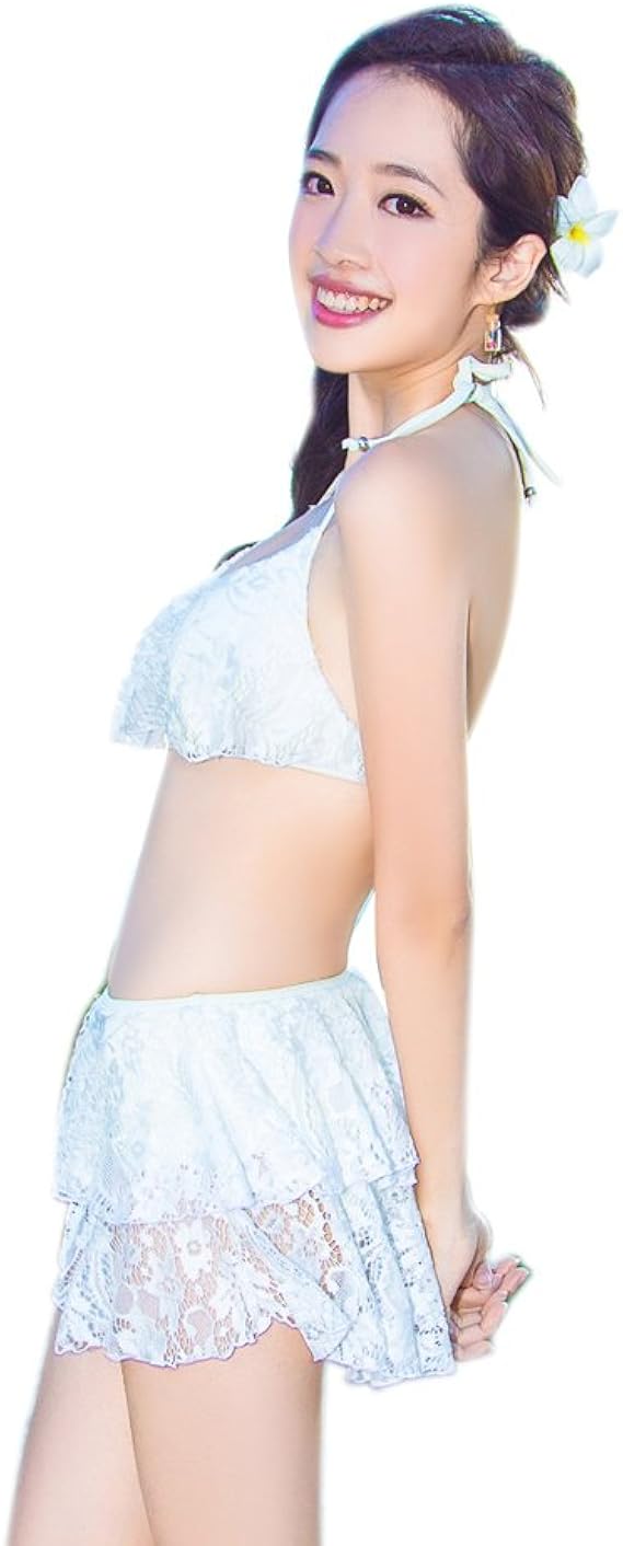 Amazon 水着 17 レディース 2点セット フレア フリル レース ビキニ ショーツ付きスカート 一体型 モノトーン ボタニカル ブルー ブラック 黒 ホワイト 白 ホルターネック 人気 メール便 ビキニ セパレーツ 通販