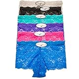 Women's 6 Pack Lace Cheeky Boyshorts Bikinis Panties