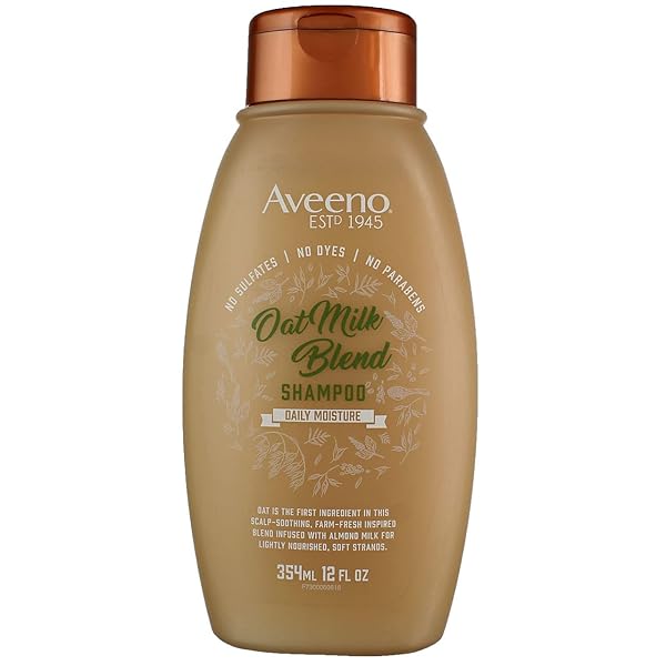 AVEENO FARM-FRESH OAT MILK SULFATE-FREE SHAMPOO WITH COLLOIDAL OATMEAL & ALMOND MILK, MOISTURIZING SHAMPOO FOR ALL HAIR TYPES, SAFE FOR COLOR-TREATED HAIR, PARABEN & DYE-FREE, 12 FL OZ