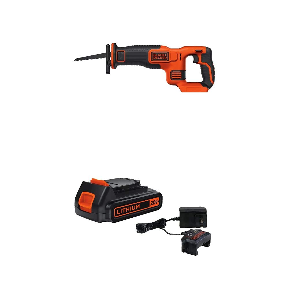 BLACK+DECKER 20V MAX Reciprocating Saw with Lithium Battery &amp; Charger (BDCR20B &amp; LBXR20CK)