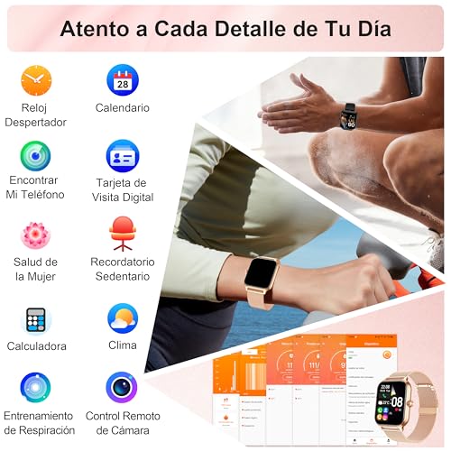 LODIMEKE Women's Smart Watch with Calls and AI Assistant, Whatsapp Notifications, 1.95 Inch Smartwatch with Blood Pressure Monitor/SpO2/Heart Rate Monitor/Sleep, 2 Straps Bracelet Gift iOS Android