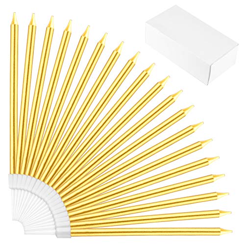 Buy WXJ13 80 Pieces Boxed Long Thin Cake Candles Gold Birthday Candles
