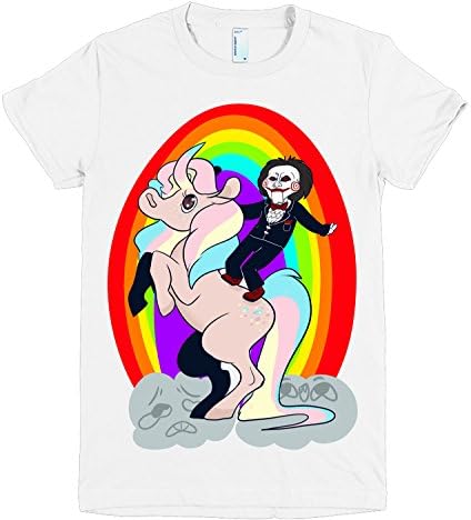 Saw's Billy the Puppet Jigsaw Killer Rainbow Unicorn Tee (Medium)