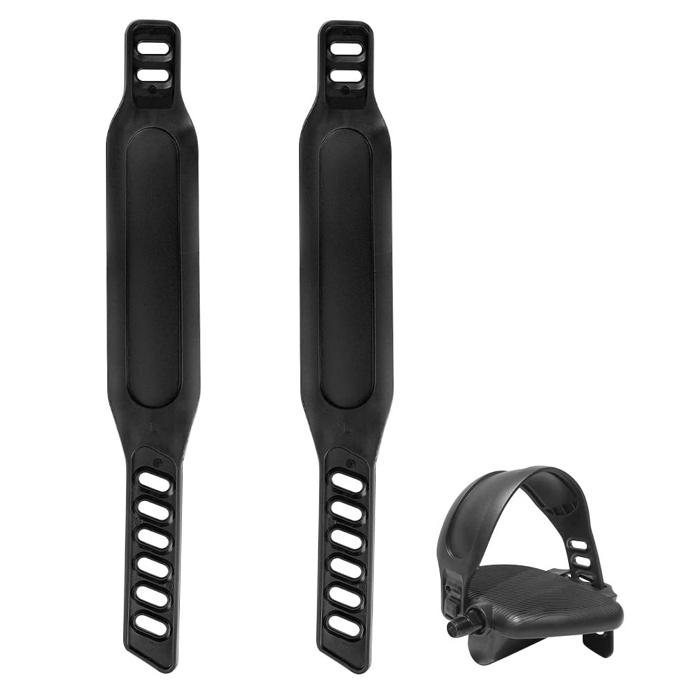 Jiayaus 2Pcs Exercise Bike Pedal Straps, 12.2in Heavy Duty Adjustable Length Universal Pedal Strap and Widened Rubber Straps for Indoor Bike