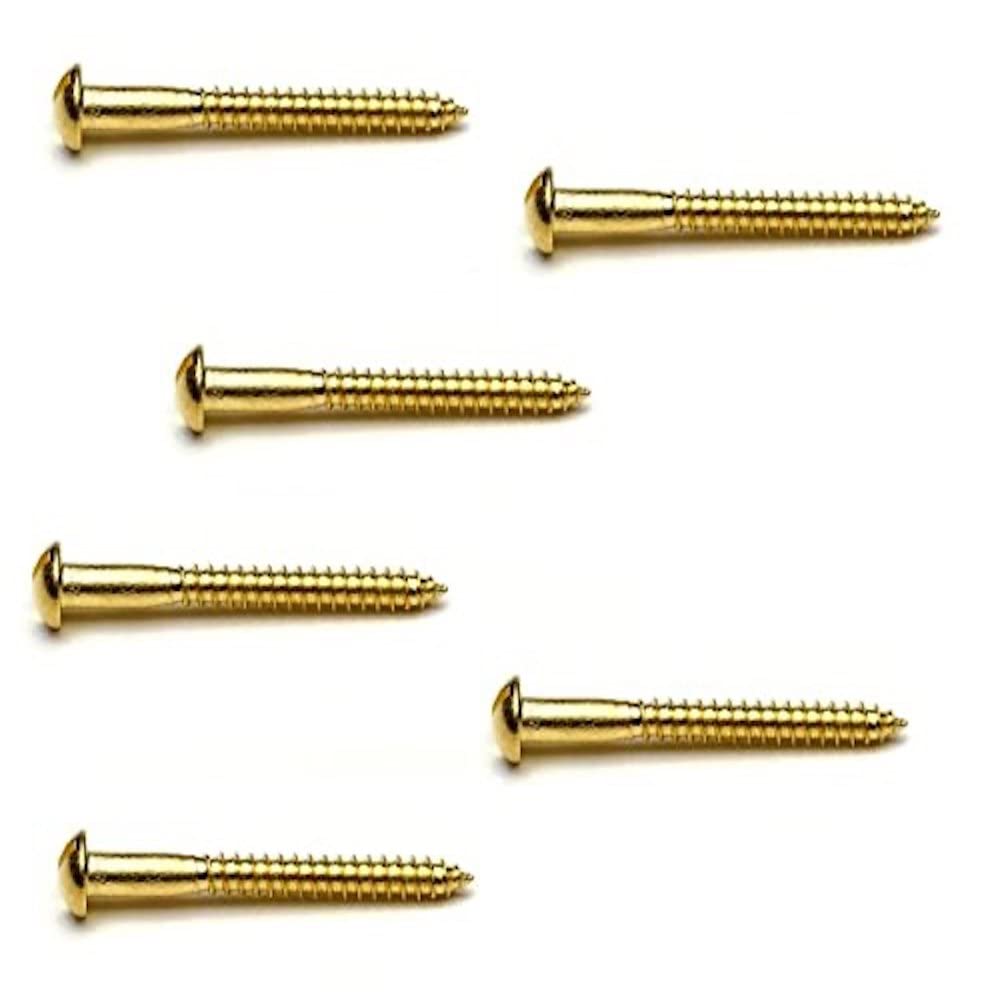 Merriway BH03782 (8 Pcs) Solid Brass Slotted Roundhead Screw - Pack of 8 Pieces