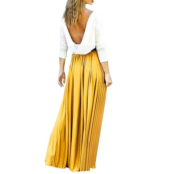 Subfamily® Frauen hohe Taille Elegante Kleider Bodenlanges Kleid rückenfrei Sexy Long Beach bunten Dress elegant Kleid Sommer