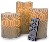 Levavly Flameless Candles Set of 3 – Real Wax LED Candles with Remote Control, Timer & Batteries Included– Flickering Votive Pillar Candles, Special Design 4