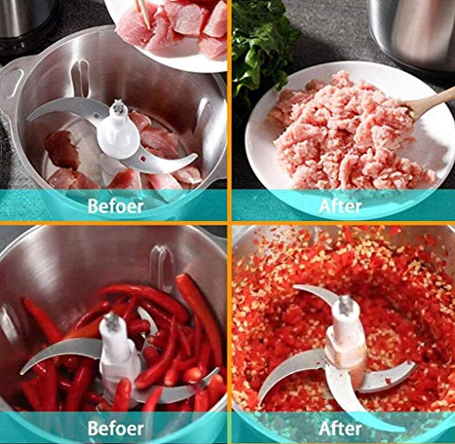 CEHNXIU-Electric-Food-Processor-Stainless-Steel-Meat-Grinder-and-Vegetable-Fruit-Slicer-with-4-Titanium-Coating-Blades-2-Speeds-Blender-and-Mincer-for-Mincing-Chopping-Grinding