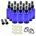 Pack of 12, 1 oz Cobalt Blue Glass Bottles with Black Fine Mist Sprayers by Mavogel,Including 2 Extra Black Fine Mist Sprayers, 2 Stainless Steel Mini Funnel,2 Transfer Pipettes, 12 Bottle Labels