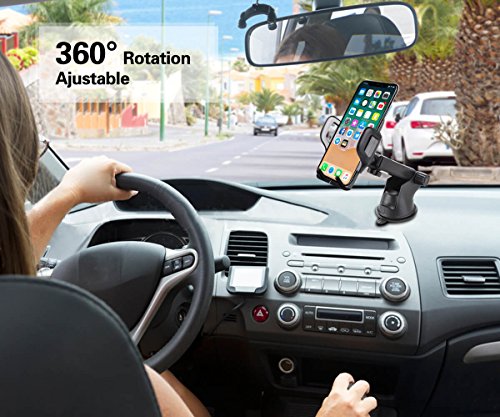 Phone Holder for Car,Upgrade Car Phone Mount for Universal 2.4-3.6 Inch Cell Phones,Windshield Dashboard Car Holder Adjustable Portable Accessories for iPhone/Galaxy Note/Google,LG and More By Pipigo