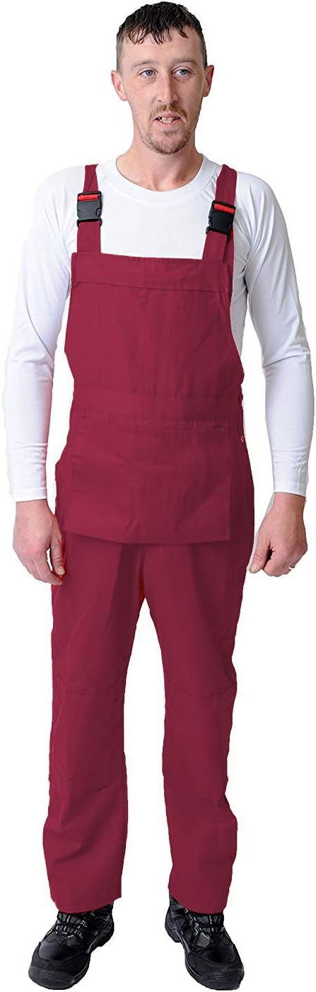 Road Master Bib and Brace Dungaree Overalls Painters Suit For Decorators Builders, White, Black, Blue, Red and Navy Colours