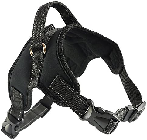Roughtail Pet Supplies Dog Harness With Reflective Material Keeps Your Pet Safe While Walking and Car Rides, Large, Black