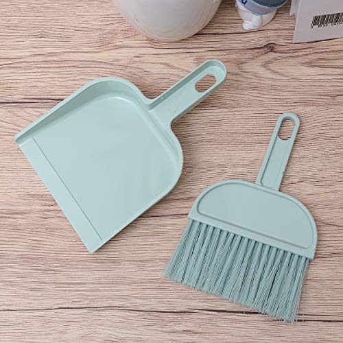 Toyvian Whisk Brush Durable Lightweight Smooth Mini Broom and Dustpan Set for Home Desktop Pets Nest Cage Cleaning Brush for Indoor and Outdoor Use (Blue)
